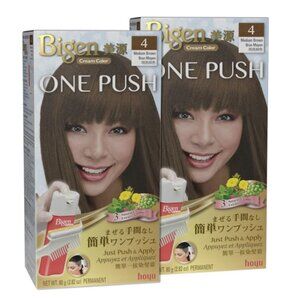 2 Pack Bigen One Push Cream "Just Push & Apply" No. 4 Medium Brown (2 Boxes)